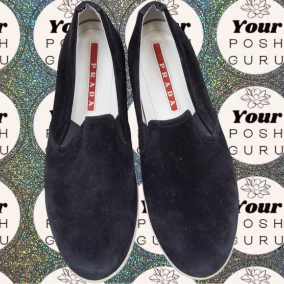 🖤 Prada Women's Black Suede Slip On Sneakers 39 - Picture 1 of 11